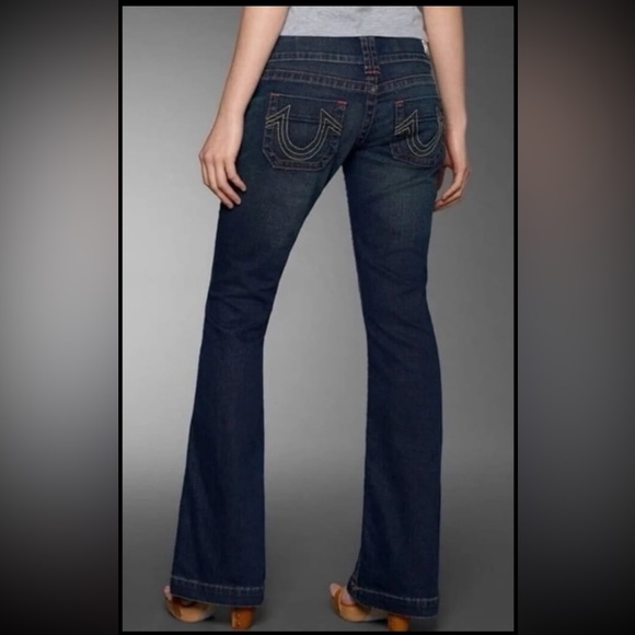Y2K VINTAGE True Religion Sammy Jeans Women's Size 26, Dark Rinse, Low Rise - Picture 2 of 14